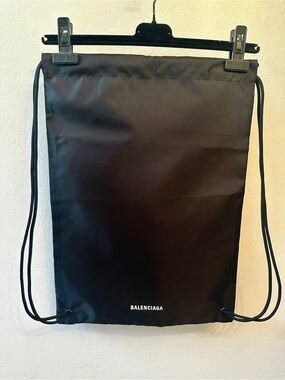 BALENCIAGA Black Drawstring Nylon Backpack Sack